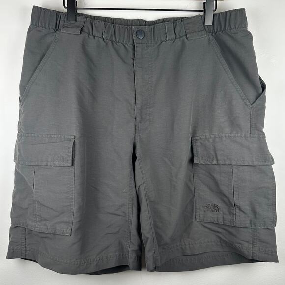 The North Face Mens Cargo Elastic Waist Outdoor Casual Hiking Grey Shorts Large - Picture 1 of 5